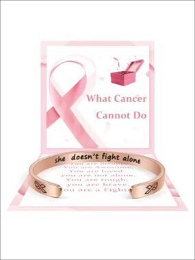 Stainless Steel Inspirational Cuff Bracelet Engraved Cancer Awareness Gift